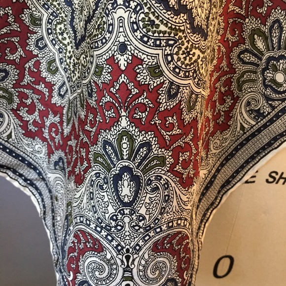 Vintage Battaglia Silk Scarf, Pocket Square, Burgundy & Navy, Hand Rolled Hem - Picture 5 of 11